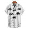 Halloween Spider Web Print V Neck High Waist Spaghetti Strap Dress and Roll Up Sleeve Shirt Outfit - Blanc S | US 4