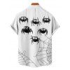 Halloween Spider Web Print V Neck High Waist Spaghetti Strap Dress and Roll Up Sleeve Shirt Outfit - Blanc S | US 4