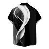 Abstract Lines Print V Neck High Waist Spaghetti Strap Dress and Roll Up Sleeve Shirt Outfit - Noir S | US 4