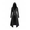 Punk Gothic Hooded Coat Plain Color Lace Up Zip Coat