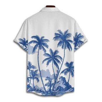 Holiday Coconut Tree Pattern Print V Neck Spaghetti Strap Dress and Roll Up Sleeve Shirt Outfit