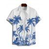Chemise Décontractée Boutonnée Cocotier Imprimé à Manches Courtes - Bleu Ciel S