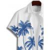 Chemise Décontractée Boutonnée Cocotier Imprimé à Manches Courtes - Bleu Ciel S