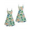 Animal Elephant Dinosaur Print V Neck Spaghetti Strap Dress and Roll Up Sleeve Shirt Outfit - Vert clair S | US 4