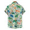 Animal Elephant Dinosaur Print V Neck Spaghetti Strap Dress and Roll Up Sleeve Shirt Outfit - Vert clair S | US 4