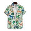 Animal Elephant Dinosaur Print V Neck Spaghetti Strap Dress and Roll Up Sleeve Shirt Outfit - Vert clair S | US 4