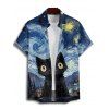 Retro Cat Galaxy Art Print V Neck Spaghetti Strap Dress and Roll Up Sleeve Shirt Outfit - Bleu profond S | US 4