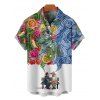 Retro Floral Art Nouveau Print V Neck Spaghetti Strap Dress and Roll Up Sleeve Shirt Outfit - multicolor A S | US 4