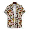 Retro Mushroom Art Nouveau Print V Neck Spaghetti Strap Dress and Roll Up Sleeve Shirt Outfit - Blanc S | US 4