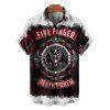 Five Finger Death Punch Print V Neck Spaghetti Strap Dress and Men's Roll Up Sleeve Shirt Outfit - Noir S | US 4