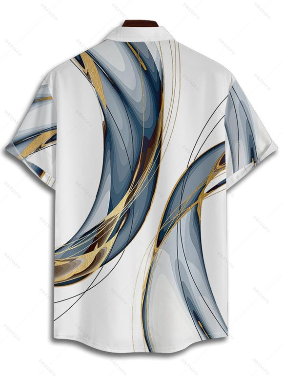 Chemise Décontractée Abstraite Imprimée à Manches Courtes - Bleu gris L