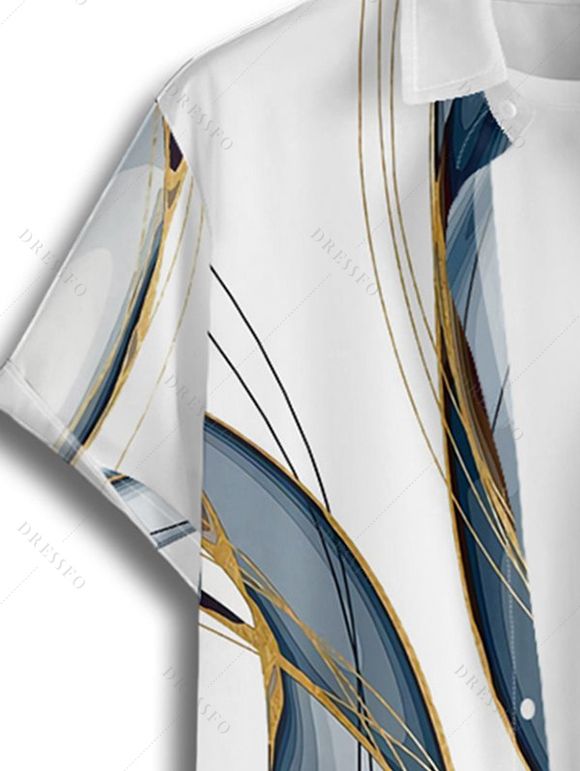 Chemise Décontractée Abstraite Imprimée à Manches Courtes - Bleu gris L