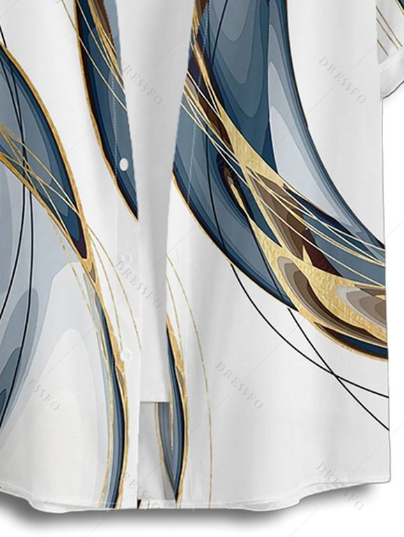 Chemise Décontractée Abstraite Imprimée à Manches Courtes - Bleu gris L