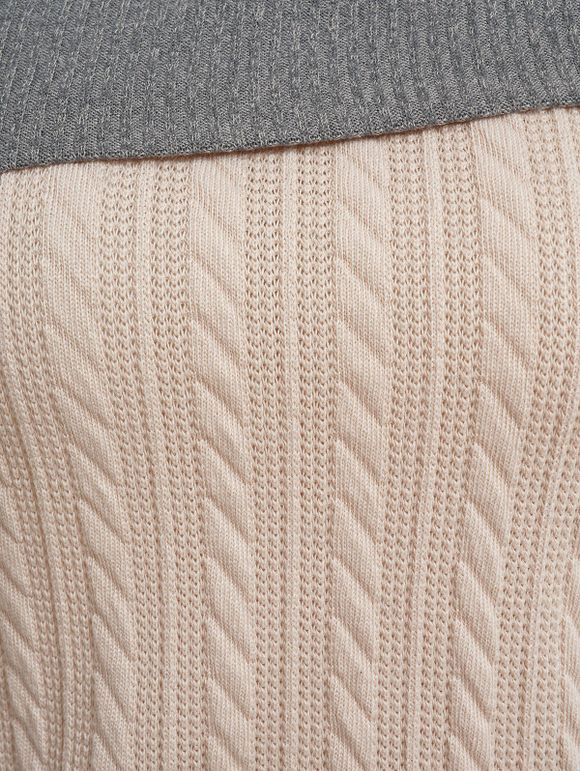 Pull Bicolore Boutonné Tricoté Epaule Dénudée à Col Relevé - café lumière XL | US 12