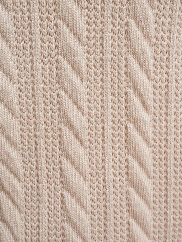 Pull Bicolore Boutonné Tricoté Epaule Dénudée à Col Relevé - café lumière XL | US 12