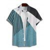 Chemise Décontractée Boutonnée Rayée Imprimée en Blocs de Couleurs à Manches Courtes - multicolor 3XL