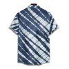 Chemise Boutonnée Géométrique Teintée Imprimée à Manches Courtes - Bleu profond XL