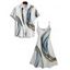 Abstract Print V Neck Spaghetti Strap A Line Dress And Short Sleeve Button Up Shirt Matching Outfit - Bleu gris S | US 4