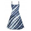 Tie Dye Geometric Print Spaghetti Strap V Neck A Line Dress And Short Sleeve Shirt Matching Outfit - Bleu de Minuit S | US 4