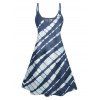 Tie Dye Geometric Print Spaghetti Strap V Neck A Line Dress And Short Sleeve Shirt Matching Outfit - Bleu de Minuit S | US 4