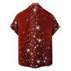 Chemise de Noël Boutonnée Flocon de Neige Imprimé Manches Courtes à Col Relevé - Rouge foncé M