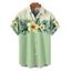 Chemise de Vacances Boutonnée Feuille et Fleur Imprimées en Blocs de Couleurs à Manches Courtes - Vert clair XL