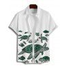 Shirt Boutonné de Vacances Tortue Poisson Imprimée Manches Courtes à Col Relevé - Vert profond 5XL