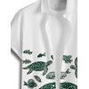 Shirt Boutonné de Vacances Tortue Poisson Imprimée Manches Courtes à Col Relevé - Vert profond 5XL