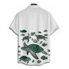 Turtle Fish Print Spaghetti Strap V Neck Dress And Short Sleeve Vacation Shirt Matching Outfit - Vert profond S | US 4