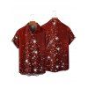 Christmas Snowflake Print Belted Mini Dress And Short Sleeve Button Up Dress Matching Outfit - Rouge foncé S | US 4