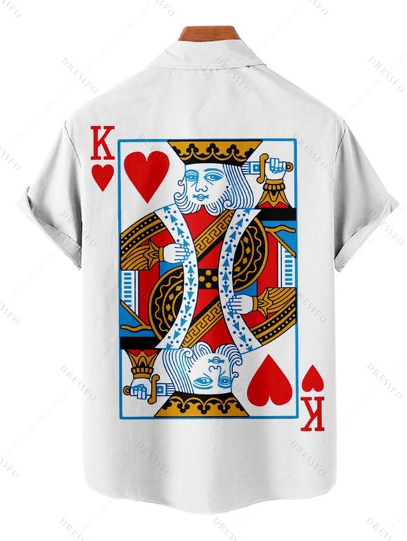 Chemise Décontractée Boutonnée Cœur et Poker Imprimés à Manches Courtes - Bleu 5XL