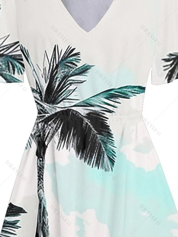 Robe Mi-longue de Plage à Manches Flottantes et Encolure en V - Vert profond XXL | US 14