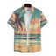 Chemise de Vacances de Plage Décontracté Paysage de Palmier et Coucher du Soleil Imprimés à Manches Courtes - Vert clair XL