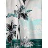 Chemise de Plage Boutonnée Paysage de Vacances Noix de Coco Imprimé à Manches Courtes - Vert profond 4XL