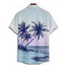 Chemise de Plage de Vacances Scène de Palmier Ombré Imprimé à Manches Courtes - Bleu clair 4XL