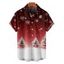 Chemise Manches Courtes avec Col Rabattu à Imprimé Sapins de Noël et Flocons de Neige - Rouge foncé 4XL