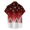 Chemise Manches Courtes avec Col Rabattu à Imprimé Sapins de Noël et Flocons de Neige - Rouge foncé 4XL