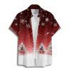 Chemise Manches Courtes avec Col Rabattu à Imprimé Sapins de Noël et Flocons de Neige - Rouge foncé XL