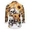 Chemise D'Halloween Gothique Boutonnée Papillon Crâne Imprimés à Manches Longues - Jaune S