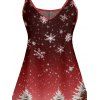 Robe Trapèze avec Bretelles Spaghetti Imprimé Flocons de Neige et Sapin de Noël - Rouge foncé M | US 6