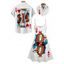 Playing Card Print V Neck High Waist Spaghetti Strap Dress and Roll Up Sleeve Shirt Outfit - Blanc S | US 4