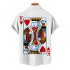 Playing Card Print V Neck High Waist Spaghetti Strap Dress and Roll Up Sleeve Shirt Outfit - Bleu S | US 4