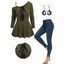 Lace Up One Shoulder Knitwear Top And Studded Slit Skinny Jeans Cat Gothic Drop Earrings Outfit - Vert profond S | US 4