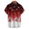 Christmas Tree Snowflake Print V Neck A Line Dress And Short Sleeve Shirt Xmas Outfit - Rouge foncé S | US 4