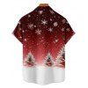 Christmas Tree Snowflake Print V Neck A Line Dress And Short Sleeve Shirt Xmas Outfit - Rouge foncé S | US 4