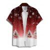 Christmas Tree Snowflake Print V Neck A Line Dress And Short Sleeve Shirt Xmas Outfit - Rouge foncé S | US 4