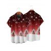 Christmas Tree Snowflake Print V Neck A Line Dress And Short Sleeve Shirt Xmas Outfit - Rouge foncé S | US 4