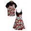 Christmas Santa Claus Print Spaghetti Strap V Neck Mini Dress And Short Sleeve Shirt Xmas Outfit - Noir S | US 4