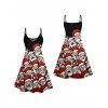 Christmas Santa Claus Print Spaghetti Strap V Neck Mini Dress And Short Sleeve Shirt Xmas Outfit - Noir S | US 4