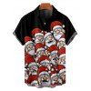 Christmas Santa Claus Print Spaghetti Strap V Neck Mini Dress And Short Sleeve Shirt Xmas Outfit - Noir S | US 4